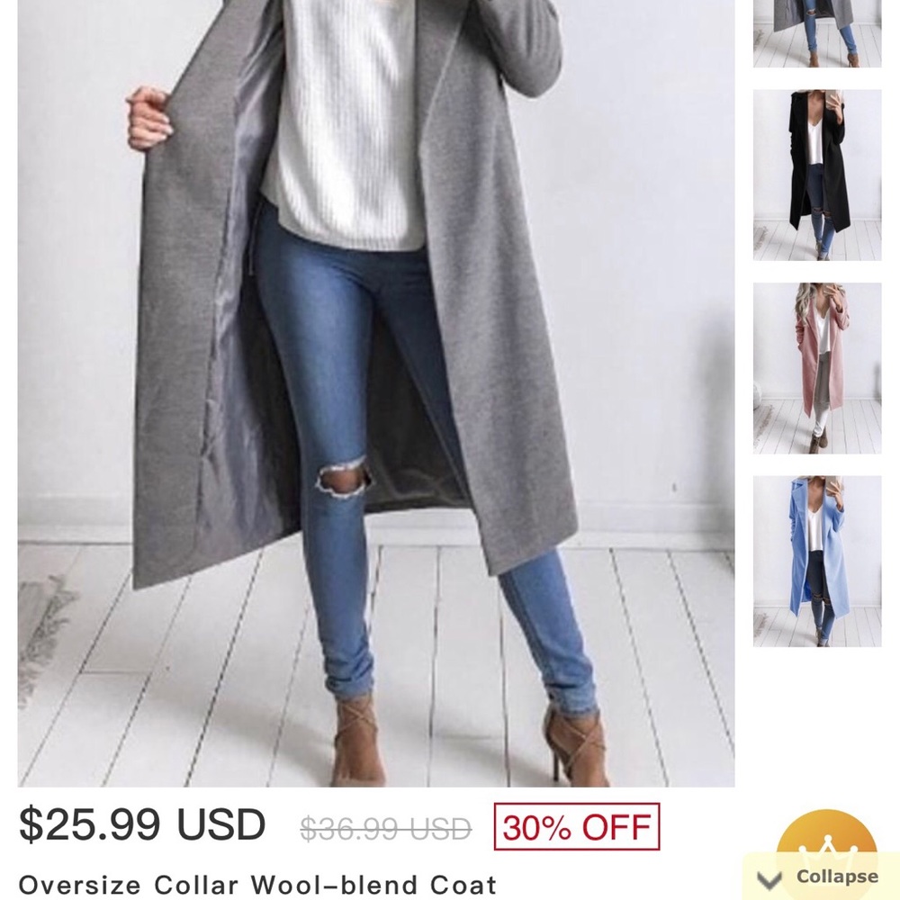 Oversize Collar Wool-blend Coat